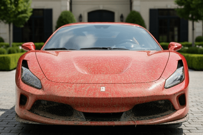Ferrari detailing before – paint correction example